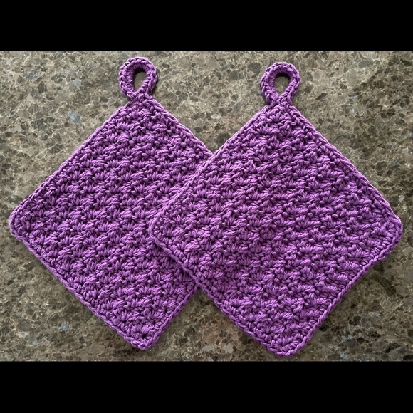 2 Handmade Crochet Washcloths Dishcloths with Hang Loop 100% Cotton PICK COLOR! - Picture 14 of 16